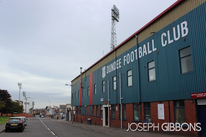 Tannadice on the left, Dens Park on the right