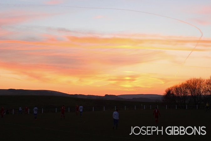 Sun setting over Winter Hill