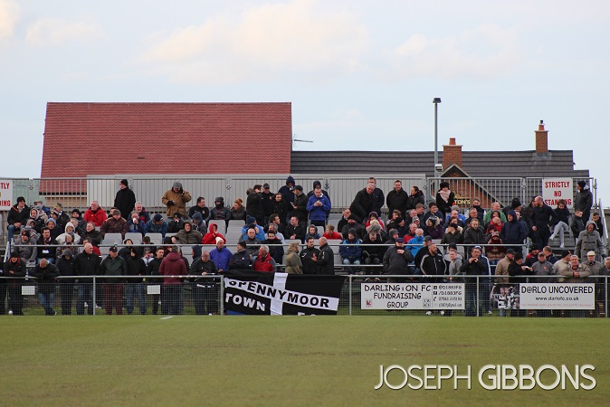 Spennymoor fans at the Petrol Station End