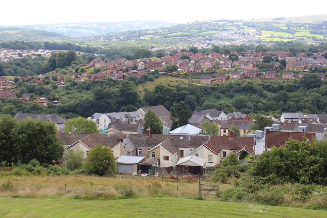 The view from Twyngarreg hill at the top of Treharris