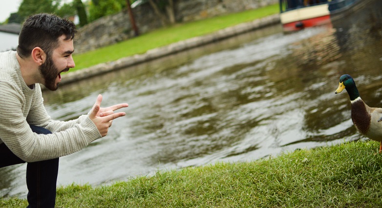 Having fun with the local ducks